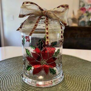 Crystal Temptations Christmas Hand Painted Glass Jar NEW
